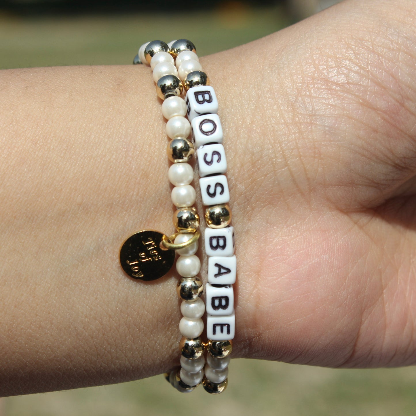 Boss Babe – Custom handmade beaded bracelet with personalized name or mantra. Perfect for gifting, self-expression, and meaningful everyday wear.