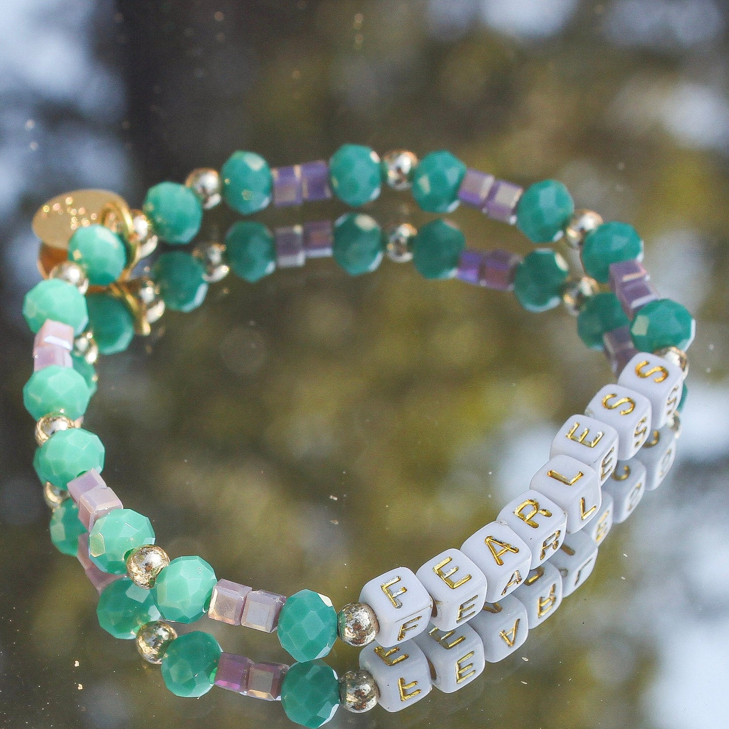 Fearless – Custom handmade beaded bracelet with personalized name or mantra. Perfect for gifting, self-expression, and meaningful everyday wear.