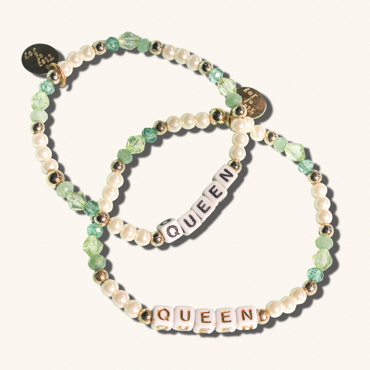 Queen – Custom handmade beaded bracelet with personalized name or mantra. Perfect for gifting, self-expression, and meaningful everyday wear.
