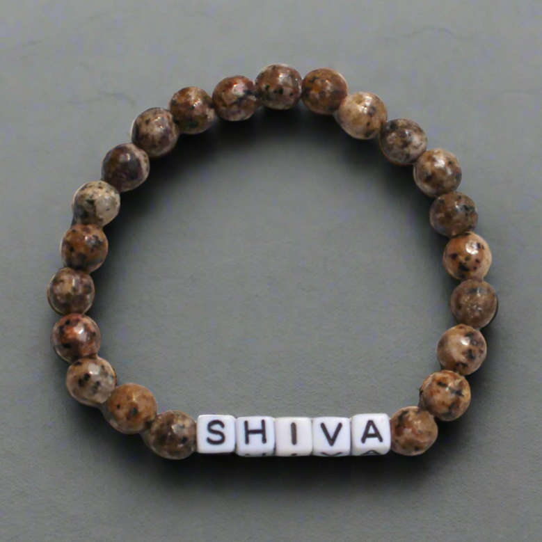 Spiritual Shiva bracelet for men with earthy beads, inspired by divine masculine energy.