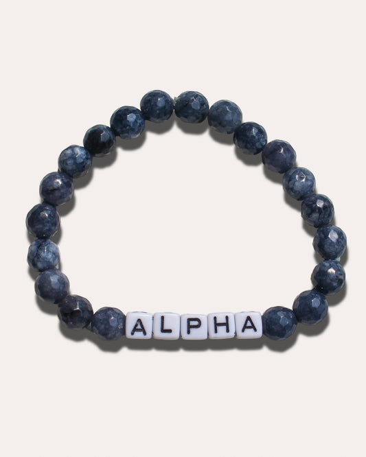 Alpha men’s bracelet with dark beaded design representing bold masculine energy and dominance.