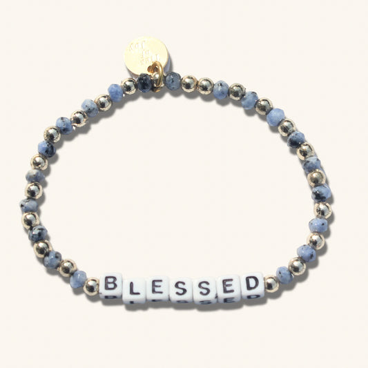 Blessed—custom handmade beaded bracelet with personalized name or mantra. Perfect for gifting, self-expression, and meaningful everyday wear.