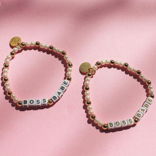 Boss Babe – Custom handmade beaded bracelet with personalized name or mantra. Perfect for gifting, self-expression, and meaningful everyday wear.