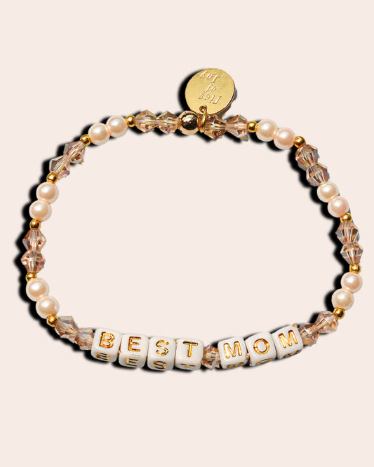 Best Mom – Custom handmade beaded bracelet with personalized name or mantra. Perfect for gifting, self-expression, and meaningful everyday wear.