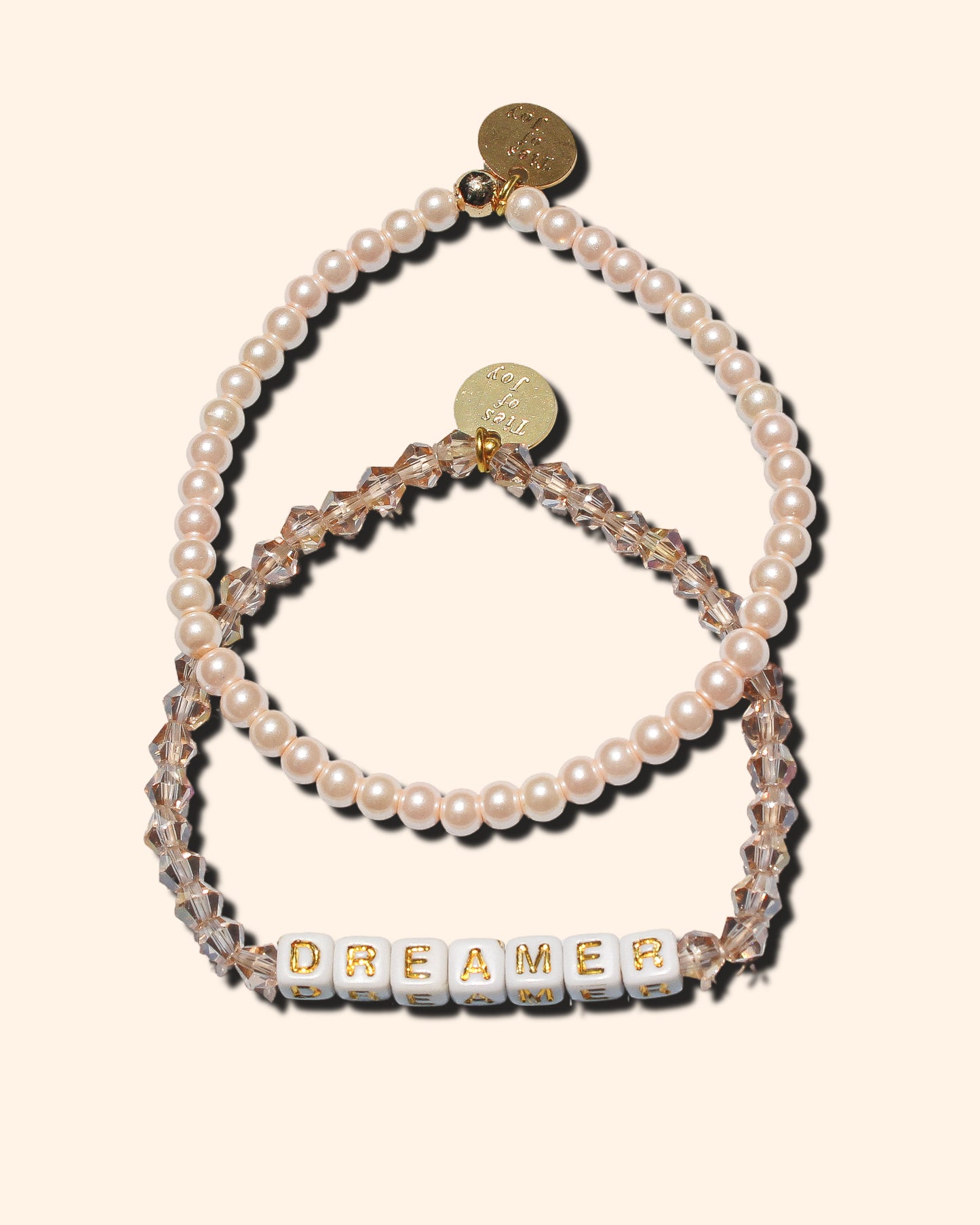 Dreamer Stack – Custom handmade beaded bracelet with personalized name or mantra. Perfect for gifting, self-expression, and meaningful everyday wear.