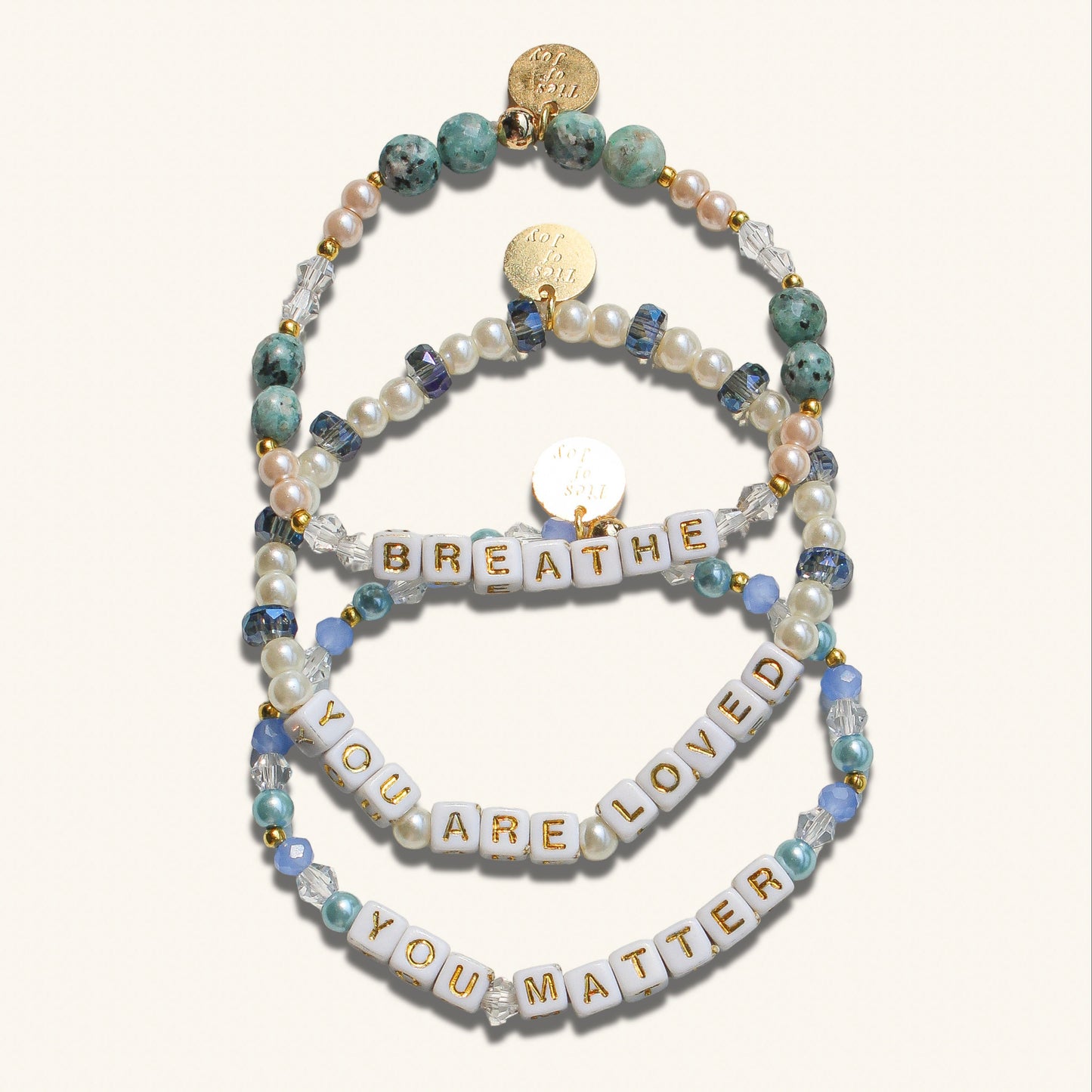 everyday healing bracelet stack set of 3 pieces, affirmation jewelry for women