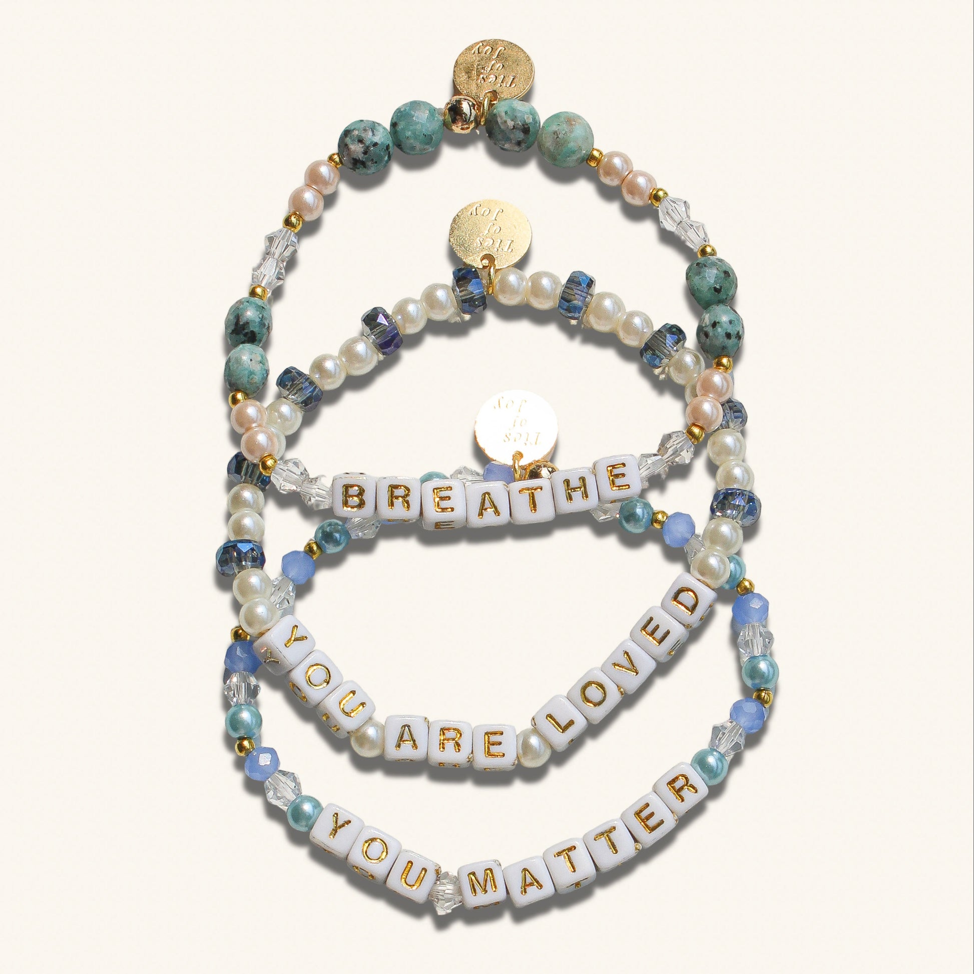 everyday healing bracelet stack set of 3 pieces, affirmation jewelry for women