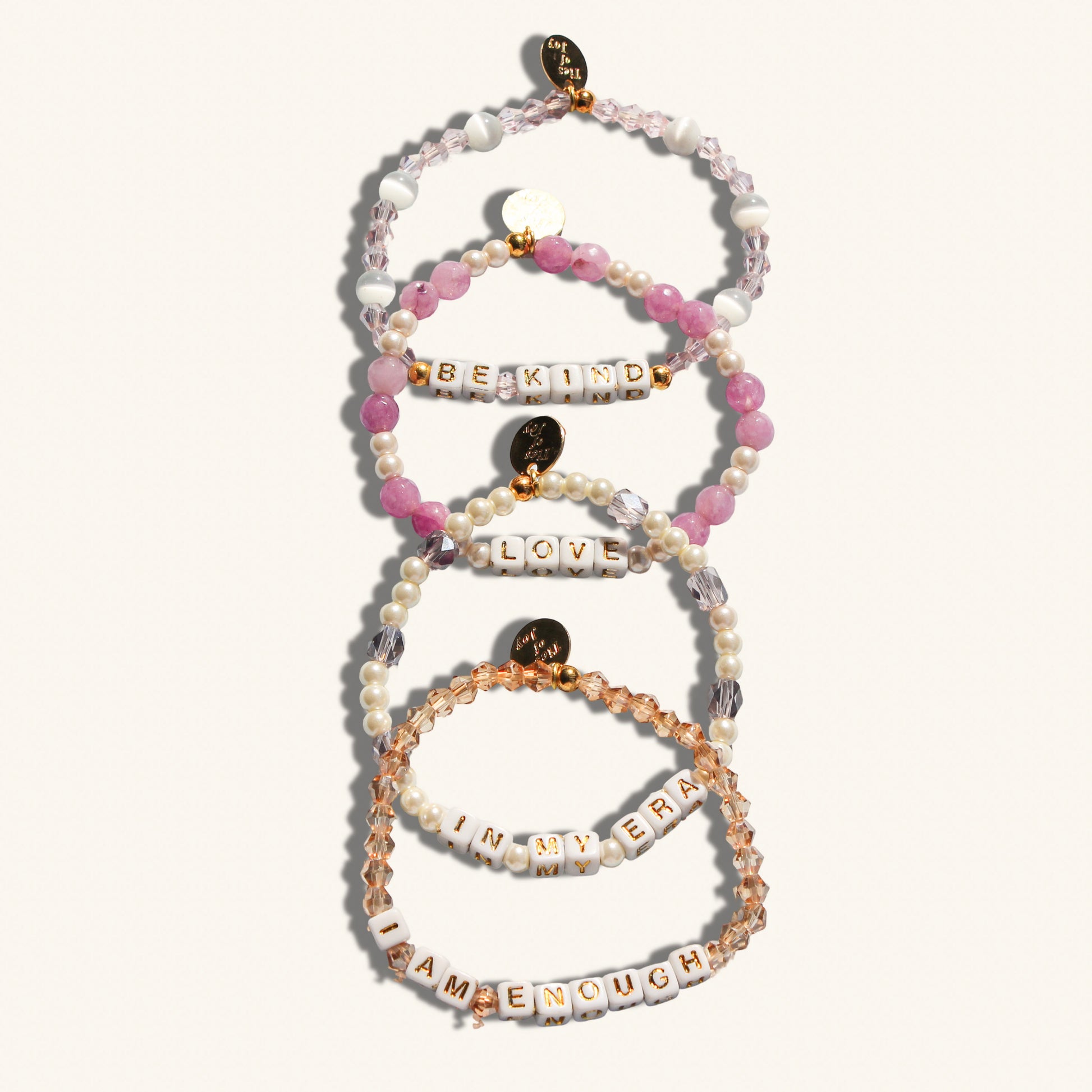 Be Kind Stack – Custom handmade beaded bracelet with personalized name or mantra. Perfect for gifting, self-expression, and meaningful everyday wear.