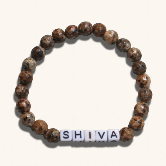 Spiritual Shiva bracelet for men with earthy beads, inspired by divine masculine energy.