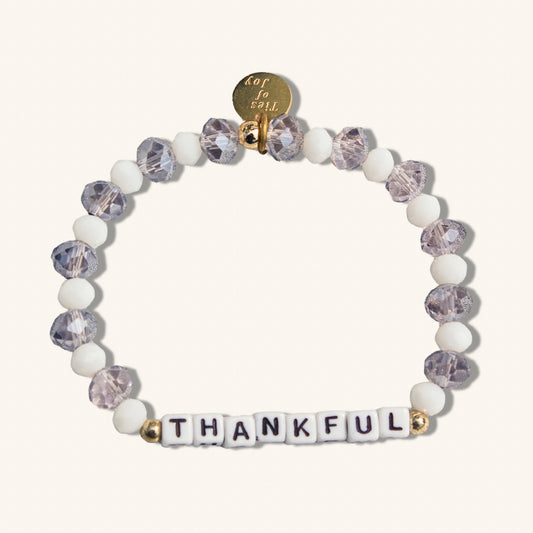 Thankful – Custom handmade beaded bracelet with personalized name or mantra. Perfect for gifting, self-expression, and meaningful everyday wear.